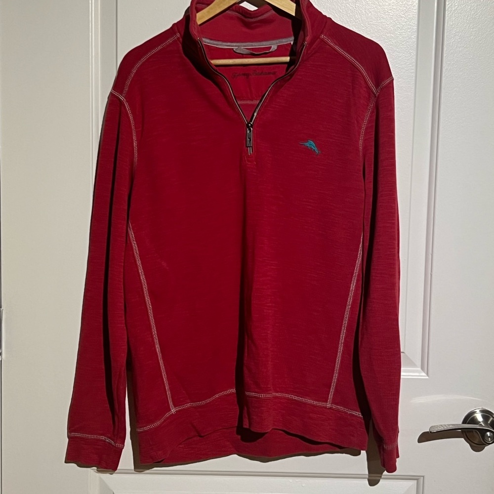 Tommy Bahama Men's Red Zip-Up Sweater